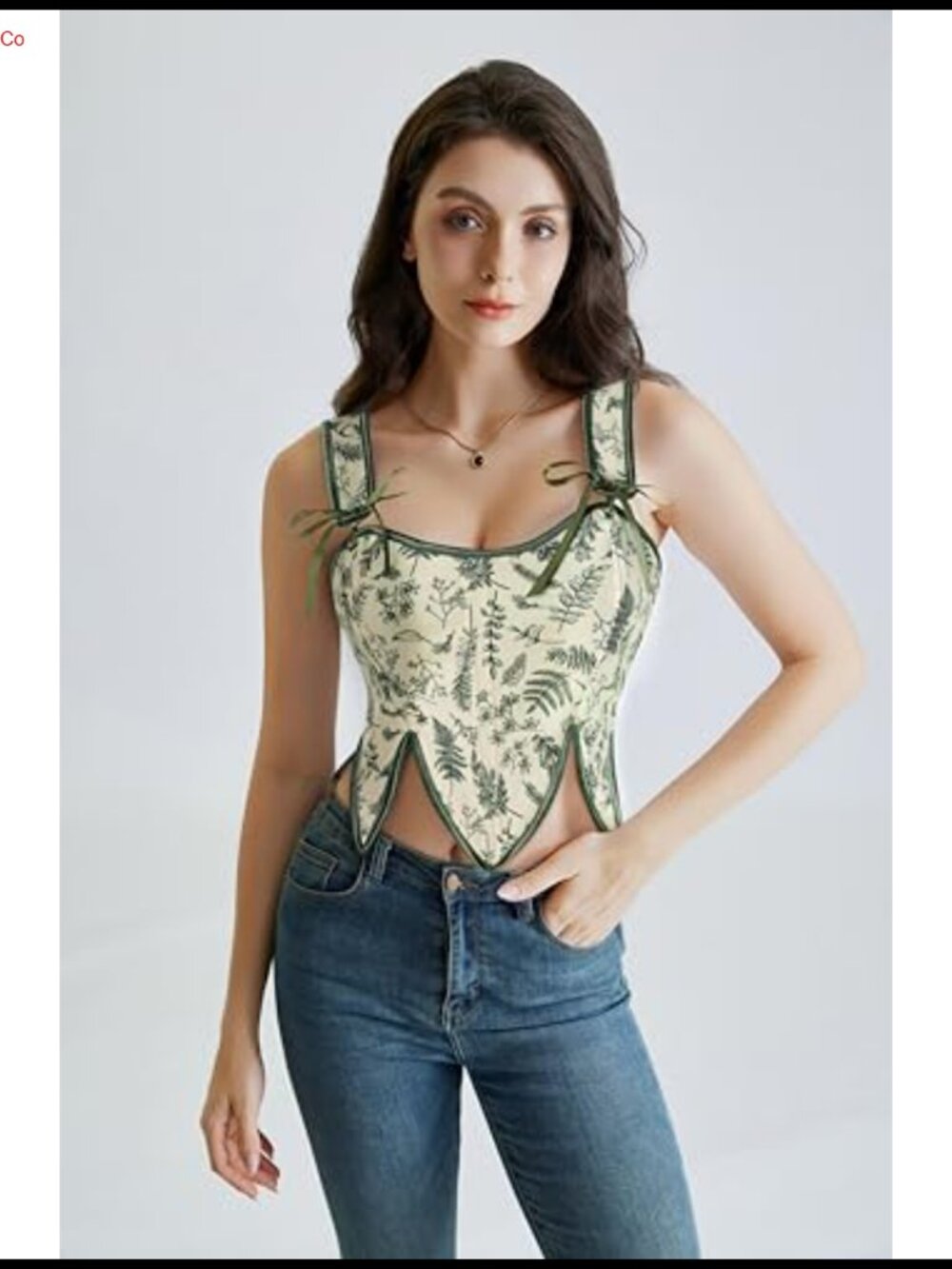 Renaissance Corset Top Floral Boned Bodice Lace Up Bustier Costume - Picture 4 of 6